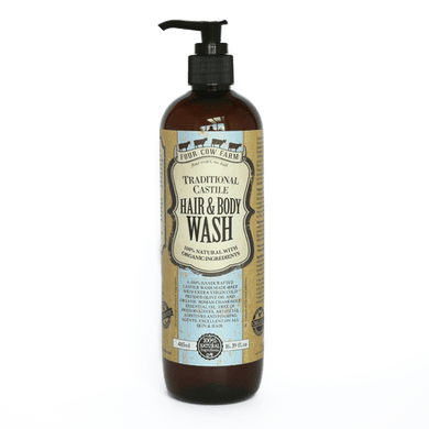 Traditional Castile Hair and Body Wash 485ml / 16.39 fl.oz-Handcrafted Skincare-100% Natural and Organic Foodgrade Ingredients-Four Cow Farm Australia