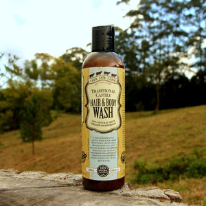 Traditional Castile Hair and Body Wash 250ml / 8.45 fl.oz-Handcrafted Skincare-100% Natural and Organic Foodgrade Ingredients-Four Cow Farm Australia