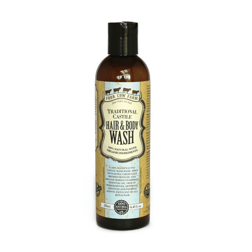 Traditional Castile Hair and Body Wash 250ml / 8.45 fl.oz-Handcrafted Skincare-100% Natural and Organic Foodgrade Ingredients-Four Cow Farm Australia