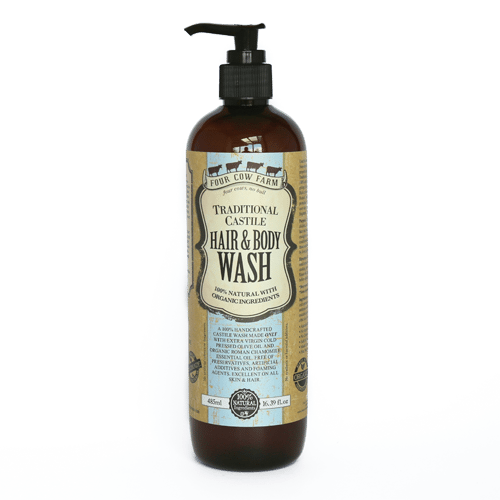 Traditional Castile Hair and Body Wash 485ml / 16.39 fl.oz-Handcrafted Skincare-100% Natural and Organic Foodgrade Ingredients-Four Cow Farm Australia