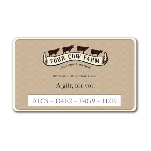 Gift Card-Gift Card-Handcrafted Skincare-100% Natural and Organic Foodgrade Ingredients-Four Cow Farm Australia